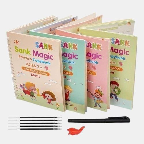 Sank Magic Practice Copybook Set (4 Books + 1 Pen + 1 Grip + 10 Refills)